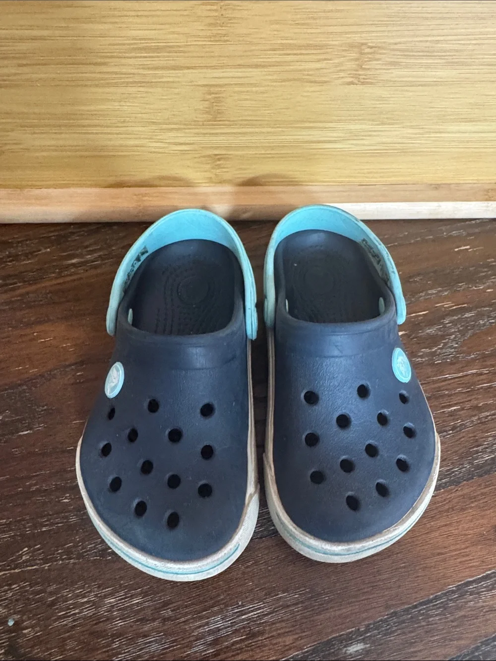 CROCS Kids Navy Clog with Light Blue Strap